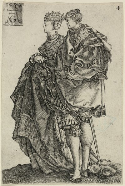 Dancing Couple, plate four from The Large Wedding-Dancers by Heinrich Aldegrever