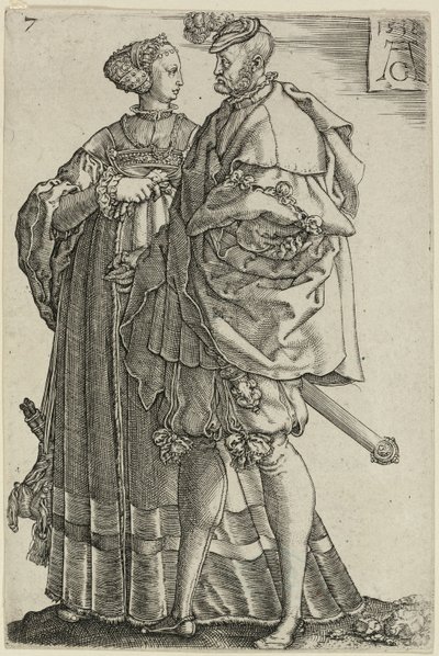 Dancing Couple (plate seven from The Large Wedding-Dancers) by Heinrich Aldegrever