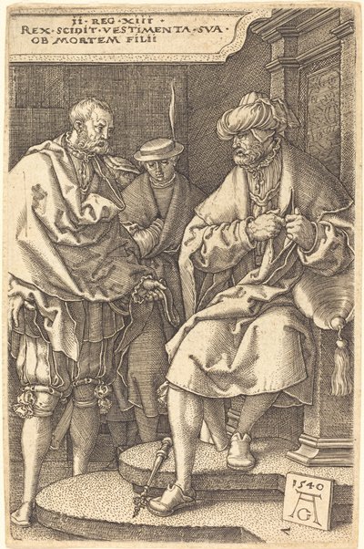David Casting Off His Robes at the News of the Death of His Son by Heinrich Aldegrever