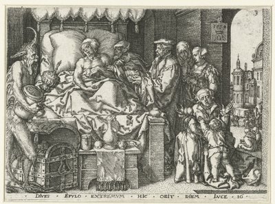 The Rich Man on His Deathbed (Parable of Lazarus and the Rich Man) by Heinrich Aldegrever