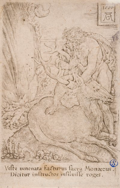 Heracles Capturing the Ceryneian Hind, from the Series: The Labours of Hercules (13) by Heinrich Aldegrever