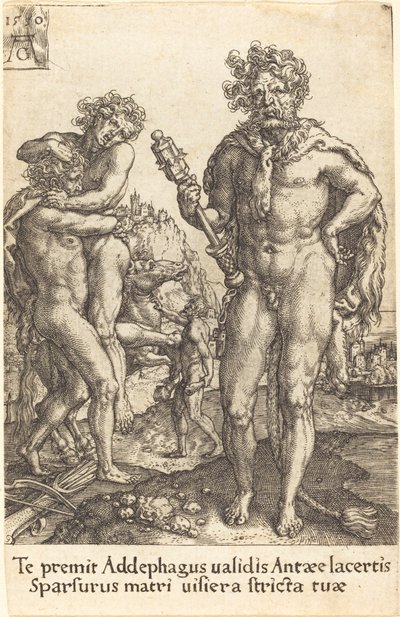 Hercules and Antaeus by Heinrich Aldegrever