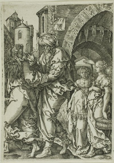 Lot and His Family Fleeing from Sodom, from The Story of Lot by Heinrich Aldegrever