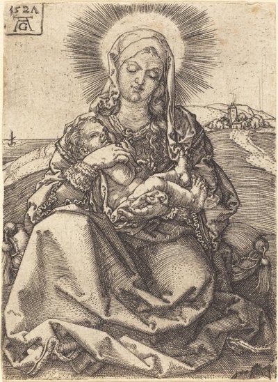 Madonna in a Landscape Sitting on a Cushion by Heinrich Aldegrever