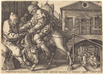 The Good Samaritan Paying for the Lodgings of the Traveler by Heinrich Aldegrever
