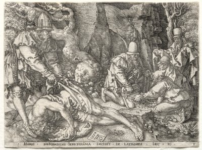The Parable of the Good Samaritan: The Robbers Attacking the Travelers by Heinrich Aldegrever