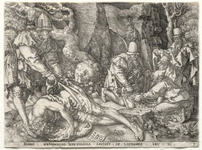 The Parable of the Good Samaritan: The Robbers Attacking the Travelers by Heinrich Aldegrever