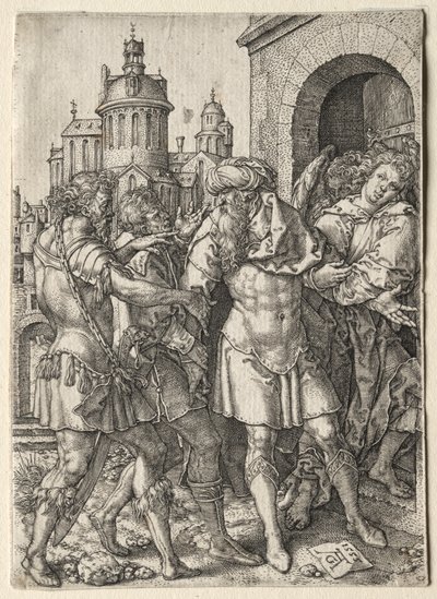 The Story of Lot: Lot Prevents the Sodomites from Violence, 1555 by Heinrich Aldegrever