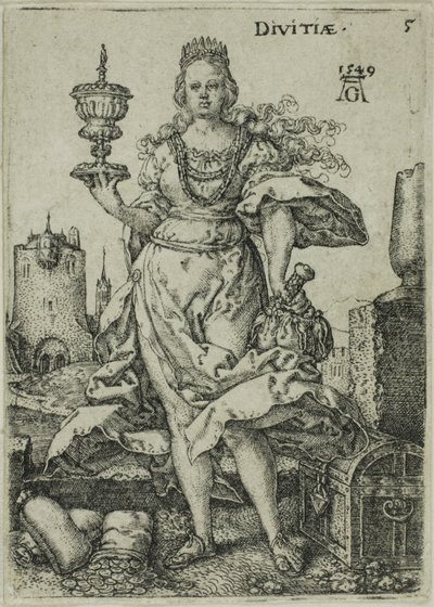 Wealth, plate five from Virtues and Vices by Heinrich Aldegrever