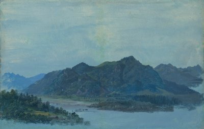 The Inn Valley near Flintsbach with Falkenstein Castle and the Kaiser Mountains in the Background by Heinrich Burkel