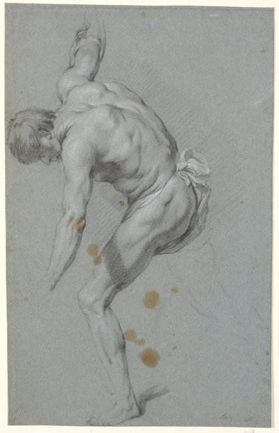 Standing Bent-Over Male Model with Outstretched Arms by Heinrich Dittmers