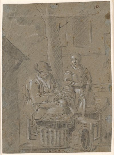 Two Women with Household Chores by Heinrich Dittmers