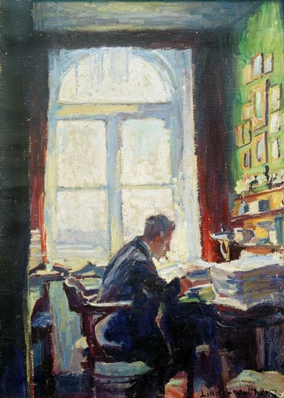 The Poet Caesar Flaischlen at the Desk, 1912 by Heinrich Eduard Linde Walther