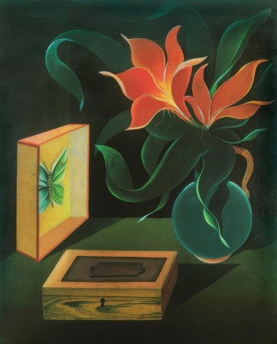 Still Life with Plant and Butterfly by Heinrich Hoerle