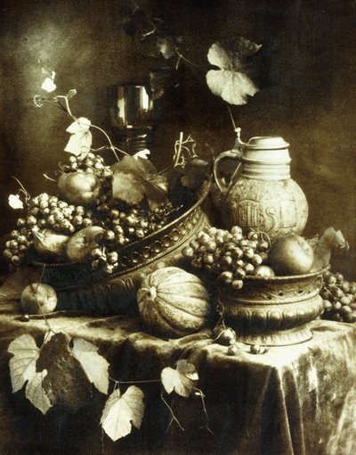 Fruit and Pottery Still Life by Heinrich Kuhn