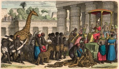 Ancient Egypt: Ethiopians bring their tributes before the Pharaoh by Heinrich Leutemann