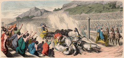 Ancient Greece: Olympic Games - Four-Horse Carriage Racing in the Hippodrome by Heinrich Leutemann