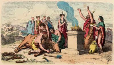 Ancient Greece: Ritual Bull Sacrifice - Greece at the Time of the Kings by Heinrich Leutemann