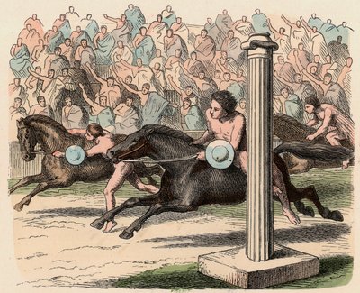 Ancient Greece: Sport: Mounting and Dismounting from a Horse at Speed by Heinrich Leutemann