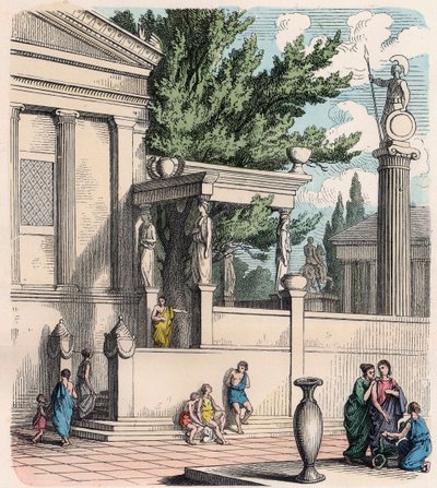 Ancient Greece: The holy olive tree at the castle (Acropolis) in Athens by Heinrich Leutemann