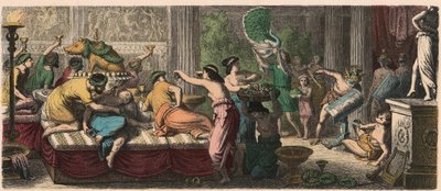 Ancient Rome: A banquet with a performance by gladiators by Heinrich Leutemann
