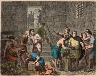 Ancient Rome: Distribution of Food to Slaves in the Evening, 1866 by Heinrich Leutemann