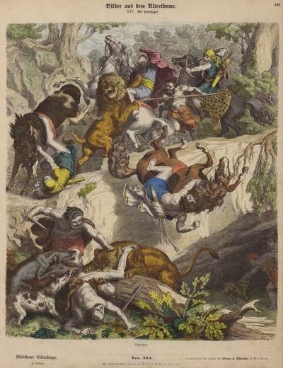 Carthaginian lion hunt by Heinrich Leutemann