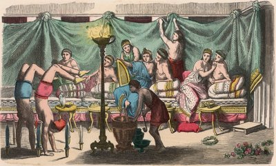 Greece at the Time of the Republics: Banquet and Gymnastic by Heinrich Leutemann