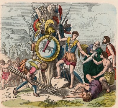 Greece at the time of the Republics: The victors erect signs of their victory on the battlefield by Heinrich Leutemann