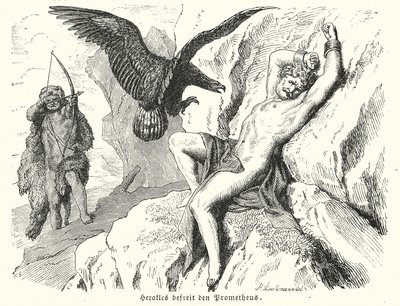 Heracles freeing Prometheus by Heinrich Leutemann
