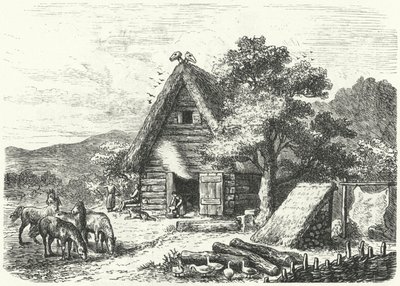 Old German Farmhouse (engraving) by Heinrich Leutemann