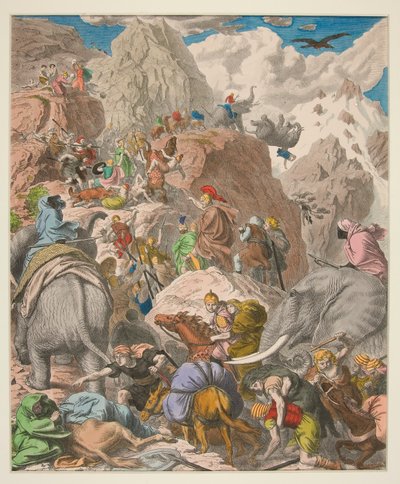 Pictures of the Antiquity - XIII - The Carthaginians: Hannibal Crossing the Alps by Heinrich Leutemann