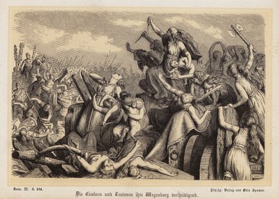 Women of the Cimbri and Teutones defending their baggage train against the Romans by Heinrich Leutemann
