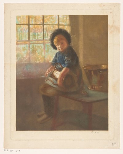 Girl Polishing a Copper Jug by Heinrich M. Krabbé (signed by artist)