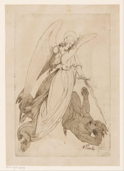 Angel Lifts a Female Saint and Defeats a Demon by Heinrich Vianden