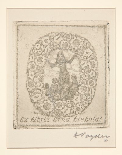 Bookplate: Ex Libris Erna Liebaldt by Heinrich Vogeler