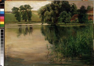 At a pond. Painting by Heinrich Wilhelm Trubner (1851-1917) 19th century Museum of Fine Arts of Mikalojus Konstantinas Ciurlionis, Kaunas, Lithuania by Heinrich Wilhelm Trübner
