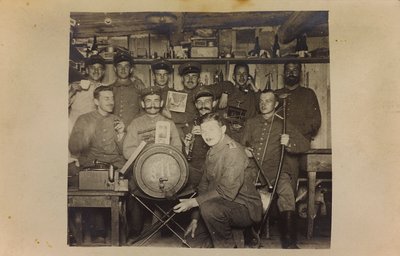 First World War: The Ukraine in the Years 1914-1916 During the Invasion of the German Army. Group of Soldiers During a Time of Rest by Heldenfriedhof Dsessentniki (attr. to)
