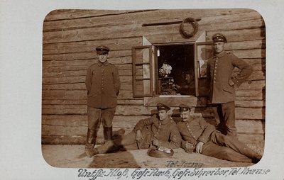 First World War: the Ukraine in the years 1914-1916 during the invasion of the German army. Group of soldiers by Heldenfriedhof Dsessentniki (attr. to)