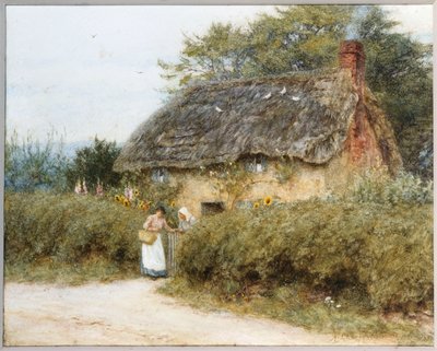 A Thatched Cottage near Peaslake, Surrey by Helen Allingham