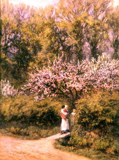 By the Cottage Gate - Blossom Time by Helen Allingham