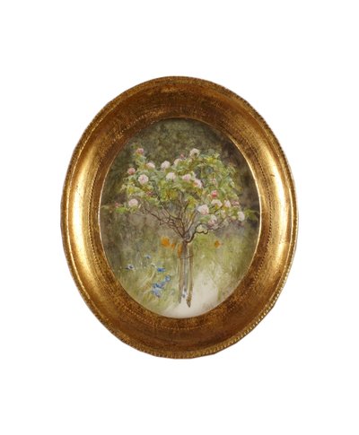 Rose Bush and Irises by Helen Allingham