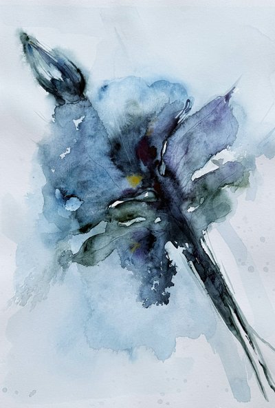 Blue Watercolor Bloom by Helena Ryhle
