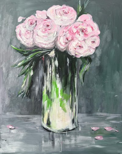 Pink Peonies Still Life by Helena Ryhle