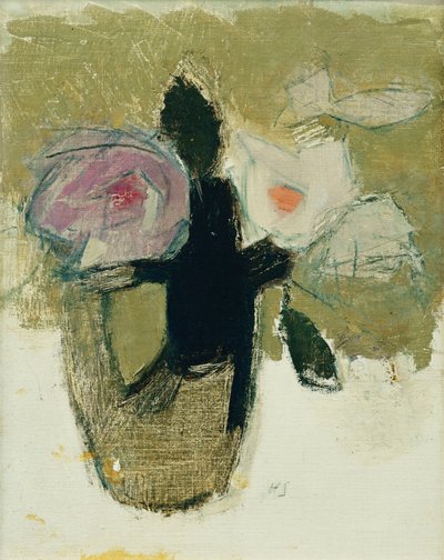 Red Roses in a Vase by Helene Schjerfbeck