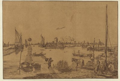 Evening Landscape with Fishermen by Hendrick Avercamp (possibly)