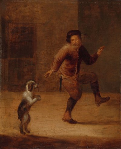 A Man Dancing with a Dog by Hendrick Bogaert