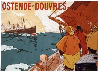 Ferry boat between Ostend and Dover, ca 1900 by Hendrick Cassiers