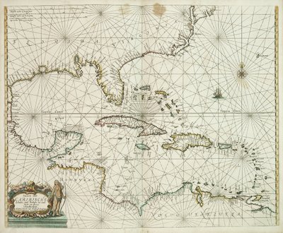Pascaerte vande Caribische Eylanden, vande Barbados tot aende Bocht van Mexico by Hendrick Doncker