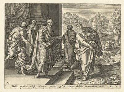 Elijah Speaks a Second Time with King Ahab History of Elijah (series title) by Hendrick Goltzius (rejected attribution)